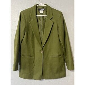 Vintage JG Hook Women's Size 4 Green 100% Wool Blazer Jacket Pockets Lined